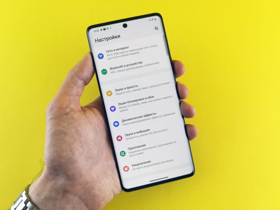Interface de calibração de tela em smartphone Android mostrando opções de cor